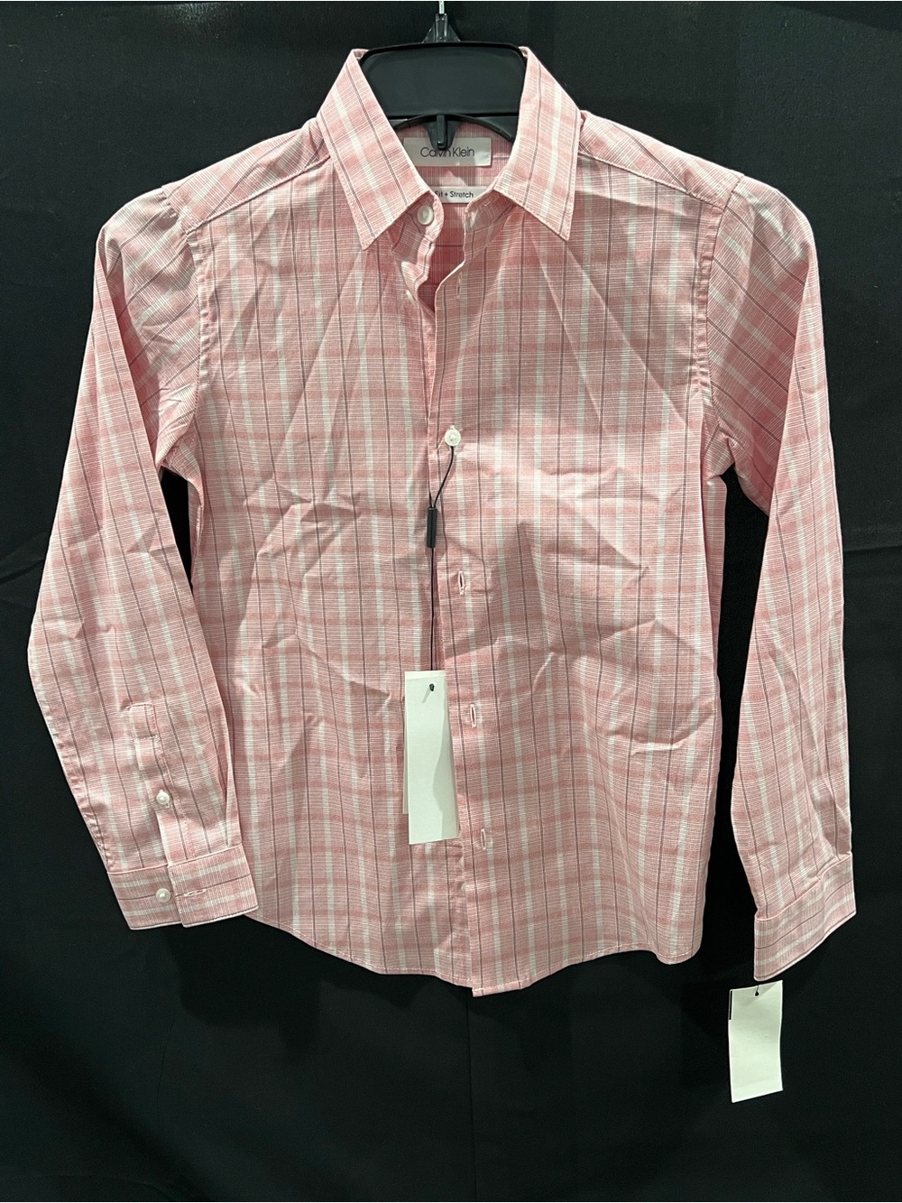 Calvin Klein Men's Light Pink Plaid Dress Shirt